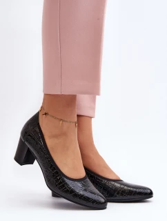 Lakýrované lodičky s potiskem černé Cynania