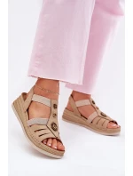 Dámské Sandály Na Klínu S Ozdobami Béžové Inblu RV000015 Dámské Sandály Na Klínu S Ozdobami Béžové Inblu RV000015