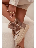 Dámské sněhule D.Franklin s kožešinou – béžové