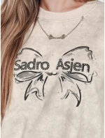 Dámská krátká oversize mikina s kravatovým motivem DENVIS světle šedá FashionStreet BY1424