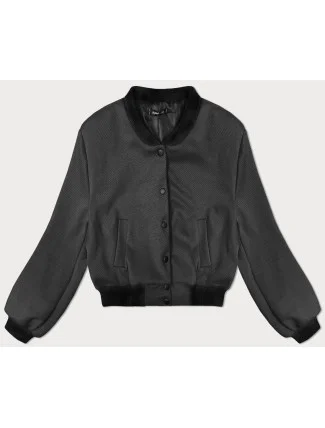 Krátká dámská bunda typu "bomber" v grafitové barvě (234003)