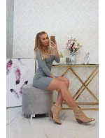 Šaty s výstřihem na knoflíky šedé