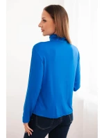 Dámská viskózová blůza s rolákem a dlouhým rukávem chabrová