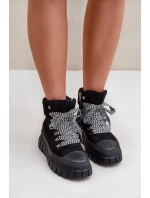 Dámské Zateplené Botky Trapery Na Platformě Černé Alcyhen