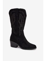 Kozačky Kovbojky Dámské Na Podpatku Vyhřívané Vinceza 16508 Černé