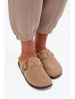 Dámské nazouváky s teplou podšívkou s přezkou Béžové Sylisse Dámské nazouváky s teplou podšívkou s přezkou Béžové Sylisse