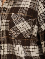 Dámská kostkovaná košile v oversize střihu, hnědá, FashionStreet TY6049 Dámská kostkovaná košile v oversize střihu, hnědá, FashionStreet TY6049