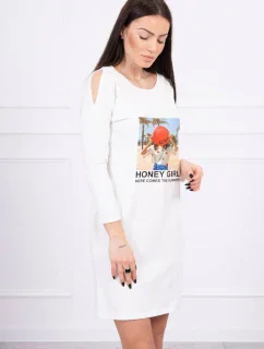 Šaty s potiskem Honey girl ecru