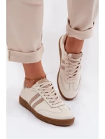 Zazoo N1068 Kožené Nízké Dámské Tenisky Béžové