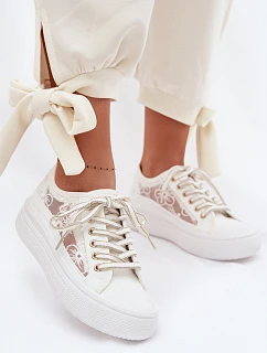 Dámské tenisky s krajkou na platformě Lee Cooper LCW-26-44-4480 Bílé