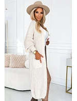 Svetr Cardigan s kapsami 627-1 béžový - Numoco Svetr Cardigan s kapsami 627-1 béžový - Numoco