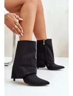 Dámské boty na podpatku se zahnutým svrškem a špičatými špičkami černé Naritua