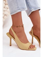 Dámské sandály na podpatku z eko semiše žluté Calvoria