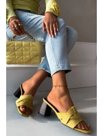 Dámské sandály na podpatku s řemínky Eko semišové Žluté Corivelle