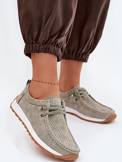 Dámské polobotky z přírodního semiše Zelená Amela