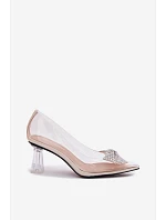 Průhledné lodičky s mašlí Vinceza Béžové