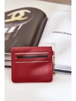 Pouzdro na karty se zlatým přívěskem, ekologická kůže, bordó Iritinme