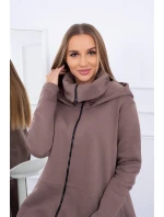 Zateplené šaty s delšími stranami mocca Zateplené šaty s delšími stranami mocca