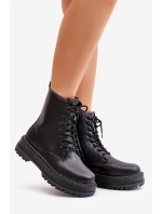 Zateplené botky workerky z eko kůže na zip černé Naleli