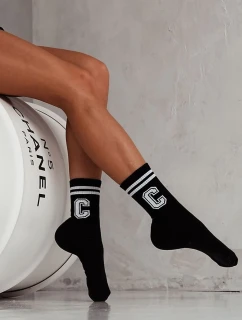 Dámské Ponožky S Pásky A Písmenem C Černé