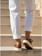 Dámské tenisky s ozdobnými korálky cappuccino FashionStreet ZY1404