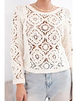 Dámský letní krajkový svetr s knoflíky a dlouhým rukávem černý