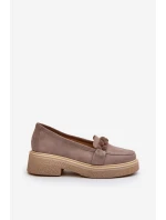 Dámské semišové mokasíny s ozdobou Cappuccino Zazoo 3429/W Dámské semišové mokasíny s ozdobou Cappuccino Zazoo 3429/W