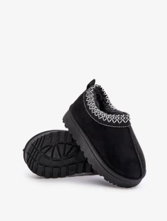 Sněhule Kotníkové Dětské Na Platformě Zateplené Kožíškem Černé Vilabria