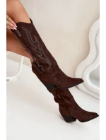 Dámské kovbojky na podpatku Jovina – čokoládové