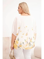 Dámská halenka Plus Size s krátkým rukávem a květinovým potiskem žlutá Dámská halenka Plus Size s krátkým rukávem a květinovým potiskem žlutá