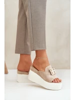 Sandály Na Platformě A Klínu S Ozdobou Béžové Tanonea