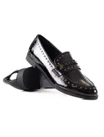 Výborné černé polobotky dámské na plochém podpatku Výborné černé polobotky dámské na plochém podpatku