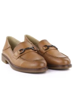 Dámské kožené mokasíny polobotky camel Vinceza 18117