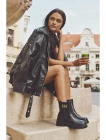 Dámské kotníkové boty se zlatým detailem zateplené černé Serene