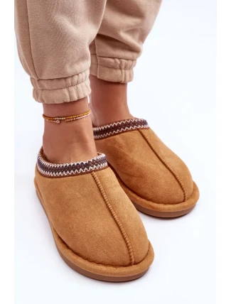 Dámské semišové pantofle s kožíškem Hnědá Polinna