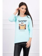 Halenka s potiskem Letní auto mint Halenka s potiskem Letní auto mint