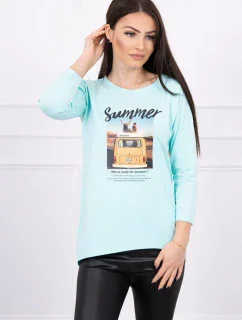 Halenka s potiskem Letní auto mint