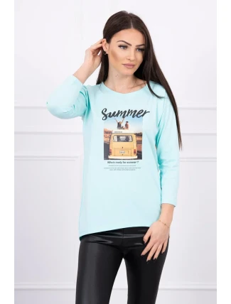 Halenka s potiskem Letní auto mint Halenka s potiskem Letní auto mint