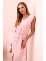 Dámská pruhovaná bavlněná šaty s V výstřihem a knoflíky tmavě mátová