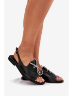 Kožené ploché sandály Zazoo 2898 černé