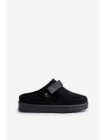 Dámské pantofle zateplené kožíškem na platformě černé Azida