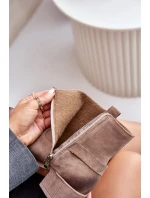 Semišové Zateplené Kotníkové Boty Na Podpatku Béžové Zazoo 60477