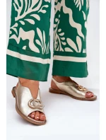 Kožené Sandály Na Plochém Podpatku S Ozdobou Laura Messi 2865 Zlaté