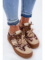 Dámské Tenisky Na Platformě S Dvojitým Šněrováním Leopardí Béžové Niteria