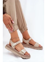 Dámské Kožené Sandály Na Platformě Béžové Zazoo 40443