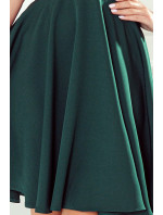 ROSALIA - Dámské šaty v lahvově zelené barvě s přeloženým výstřihem a mašličkami 393-1