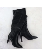 Dámské černé kozačky Jezzi na podpatku ASA271-2