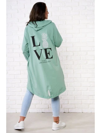 Plášť s potiskem v tmavě mátové barvě