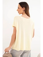 Dámská viskózová oversize halenka s krátkým rukávem a kulatým výstřihem žlutá Dámská viskózová oversize halenka s krátkým rukávem a kulatým výstřihem žlutá