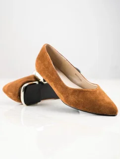 Klasické hnědé lodičky na širokém podpatku